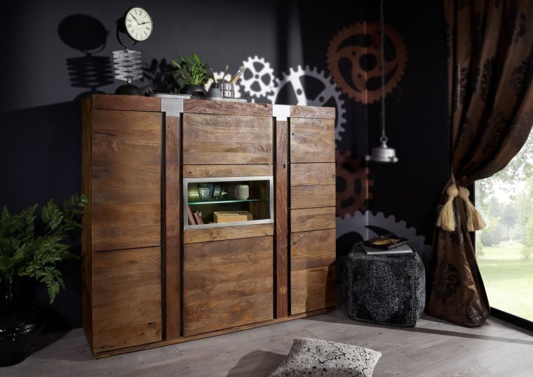 Highboard Mango 160x45x142 braun lackiert Amsterdam #07