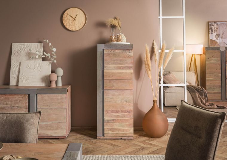 Highboard Akazie 53x45x142 beige lackiert Amsterdam #106