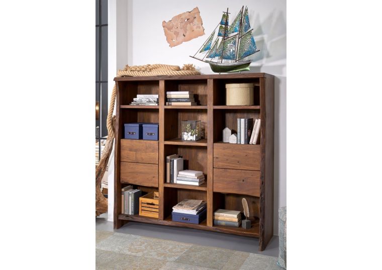 Bücherregal Akazie 142x45x147 braun lackiert PURE ACACIA #212