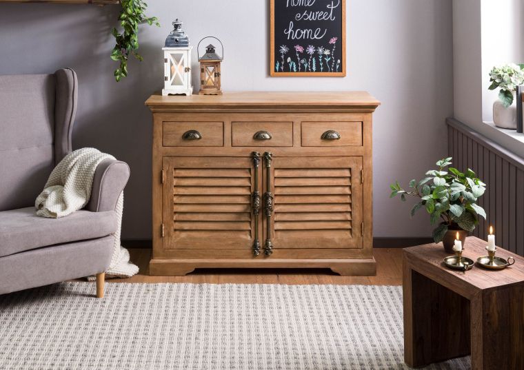 Sideboard Mango 120x45x90 beige geölt TOULOUSE #06