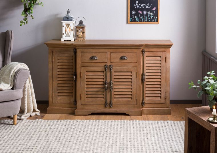 Sideboard Mango 160x45x90 beige geölt TOULOUSE #08