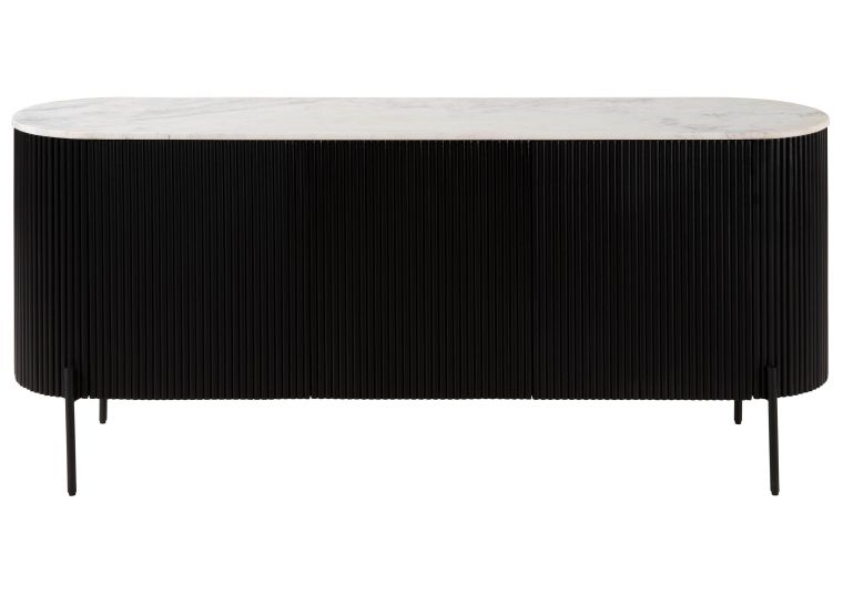 Sideboard Mango 180x40x76 schwarz lackiert / Marmor weiß BARCELONA #101