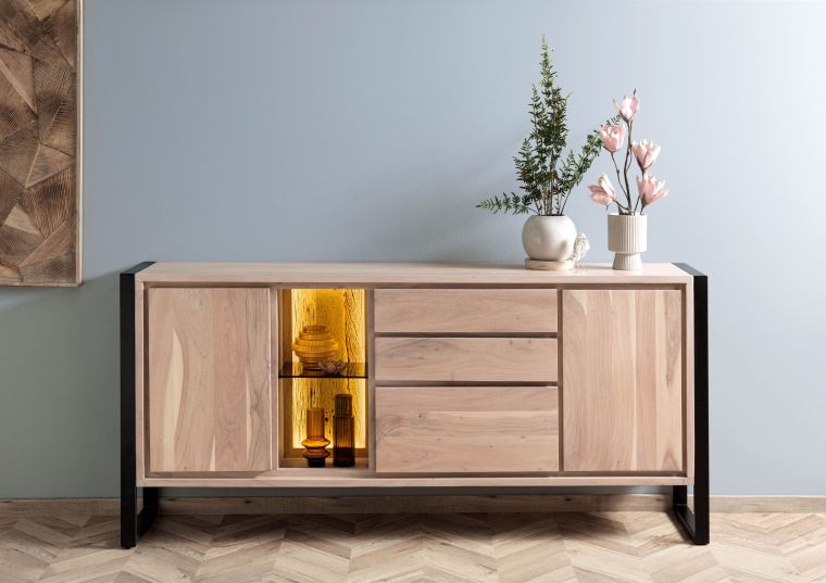 Sideboard Akazie / Altholz 200x40x90 natur lackiert DENVER #112