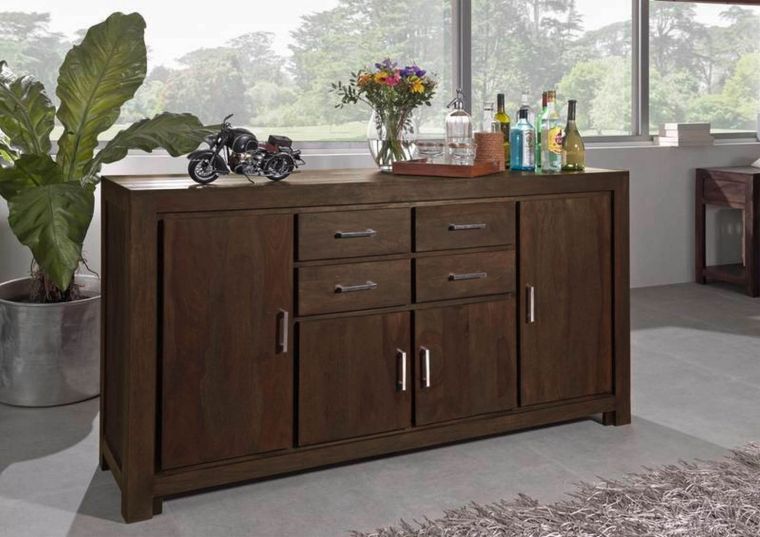 Sideboard Sheesham 178x45x95 grau lackiert METRO POLIS #123