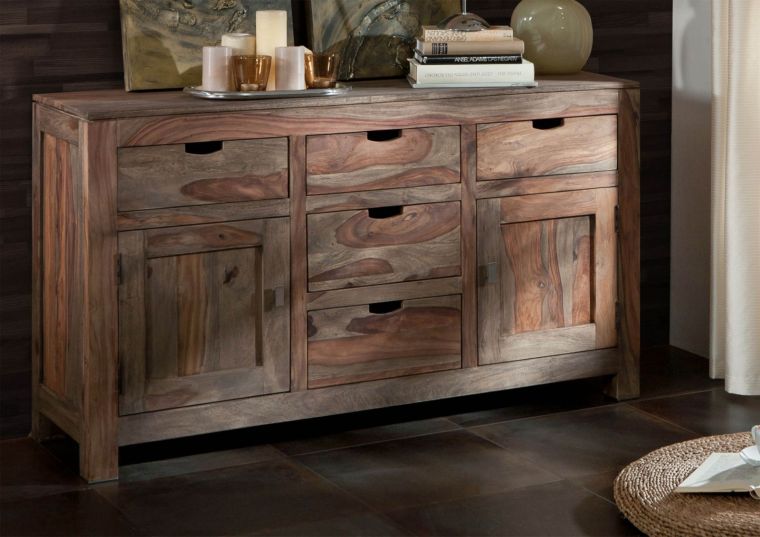 Sideboard Sheesham 140x42x80  grau geölt NATURE GREY #80