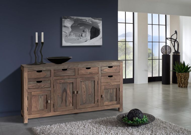 Sideboard Sheesham 180x45x95  grau geölt NATURE GREY #84