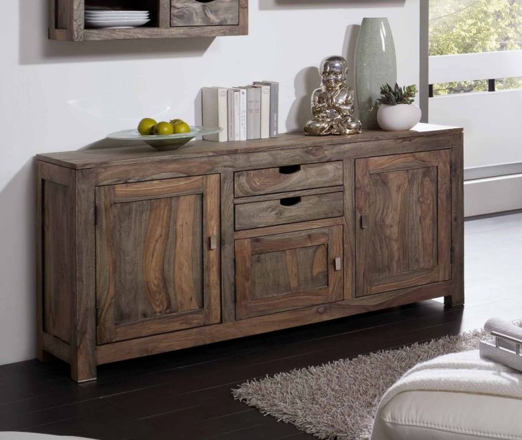 Sideboard Sheesham 160x42x75  grau geölt NATURE GREY #89