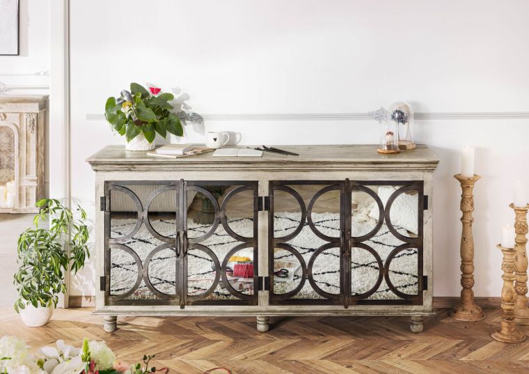 Sideboard Mango 183x46x92 grau lackiert HERMITAGE #010