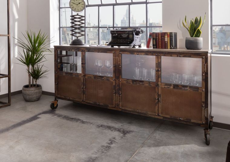 Sideboard Mango 180x40x90 braun lackiert HEAVY INDUSTRY #215