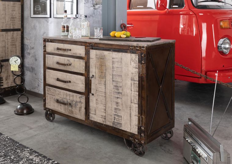 Sideboard Mango 120x46x92 braun lackiert HEAVY INDUSTRY #225