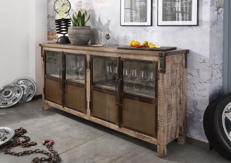 Sideboard Mango 180x40x90 braun lackiert HEAVY INDUSTRY #250