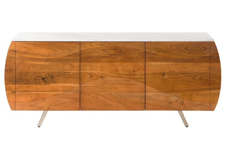 Sideboard Akazie 184x40x75 natur lackiert / Marmor weiß MONTREAL #128