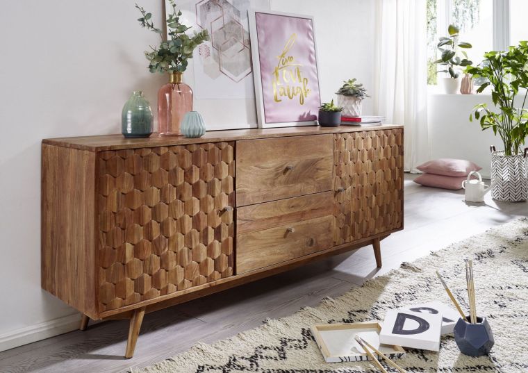 Sideboard Akazie 180x42x75 natur lackiert MOSAYK #100