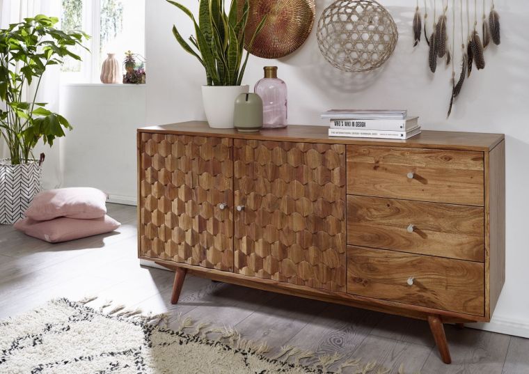 Sideboard Akazie 145x42x75 natur lackiert MOSAYK #106