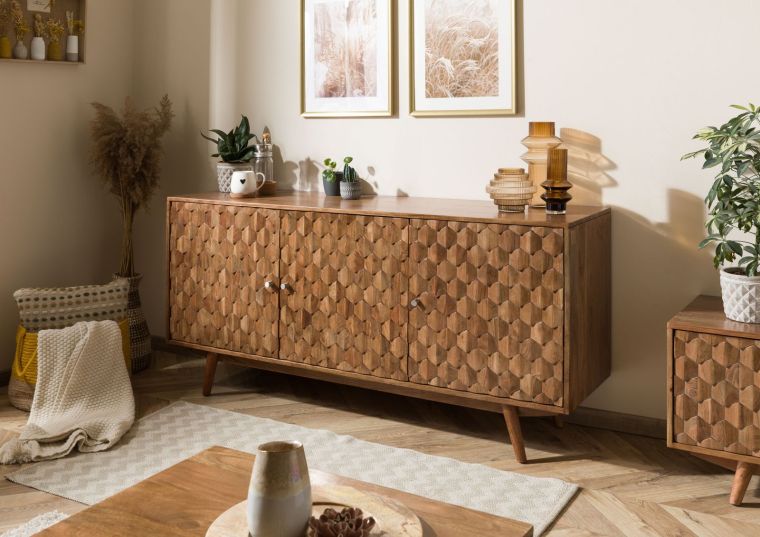 Sideboard Akazie 160x42x75 Akazie natur lackiert MOSAYK #110