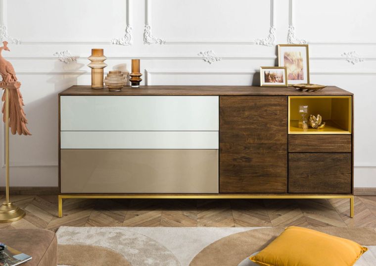 Sideboard Mango 200x45x85 braun geölt CHICAGO #105