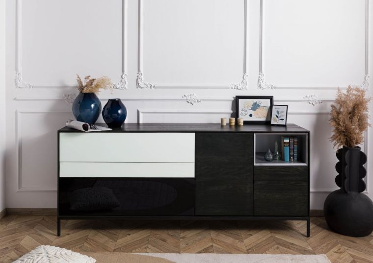 Sideboard Mango 200x45x85 dunkelgrau geölt CHICAGO #205