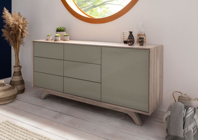 Sideboard Akazie 165x45x80 braun-creme lackiert TROMSO #008