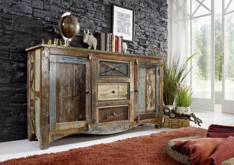 Sideboard Altholz 150x38x85 mehrfarbig lackiert NATURE OF SPIRIT #05