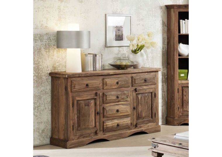 Sideboard Sheesham 150x40x90 grau geölt LEEDS #11