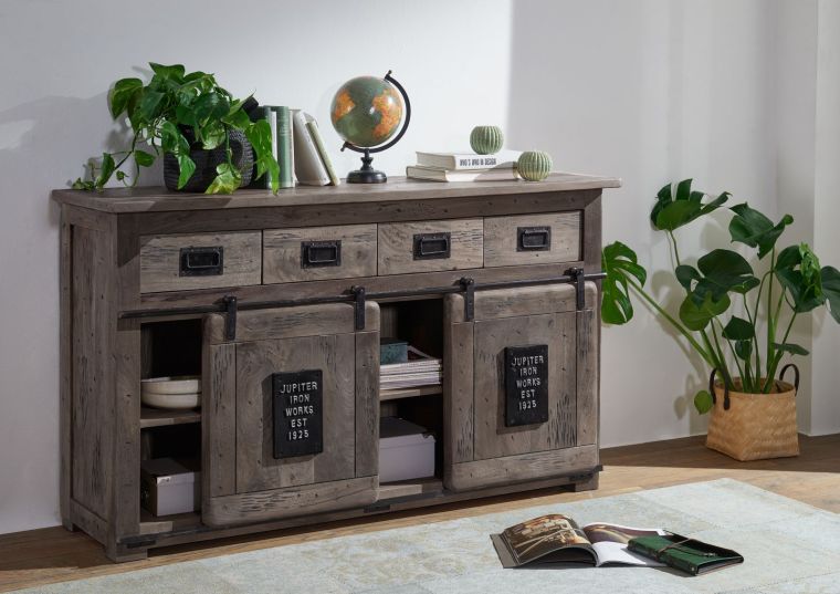 Sideboard Mango 150x45x90 grau lackiert RAILWAY #220