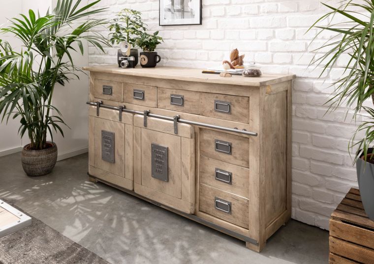 Sideboard Mango 150x45x90 whitewash lackiert RAILWAY #320