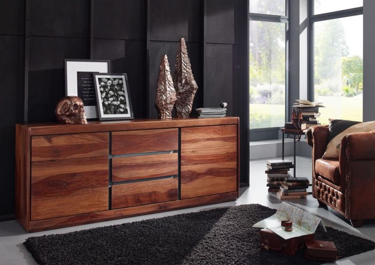 Sideboard Sheesham 187x46x77 noble unique lackiert SYDNEY #107