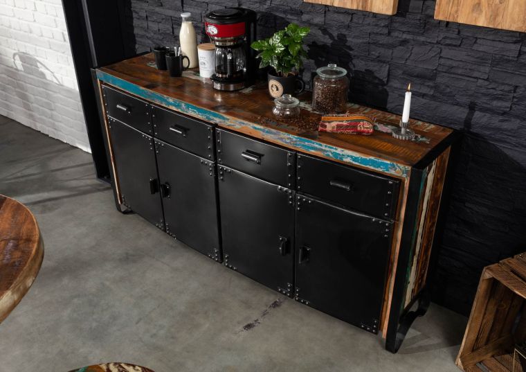 Sideboard Altholz 180x43x90 mehrfarbig lackiert INDUSTRIAL #101