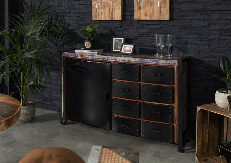 Sideboard Altholz 143x43x90 mehrfarbig lackiert INDUSTRIAL #102