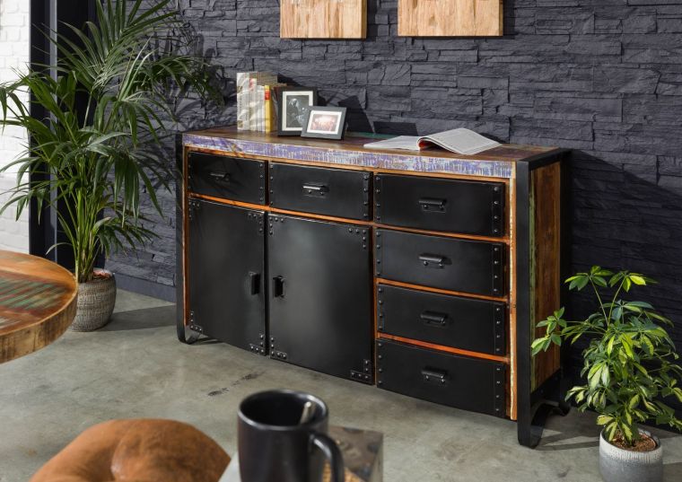 Sideboard Altholz 148x43x90 mehrfarbig lackiert INDUSTRIAL #104