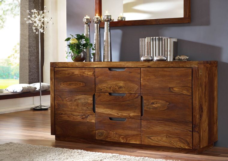 Sideboard Sheesham 150x45x75 walnuss lackiert DUKE #125