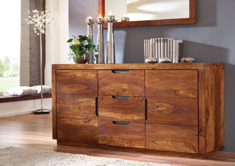 Sideboard Sheesham 150x45x75 walnuss lackiert DUKE #125