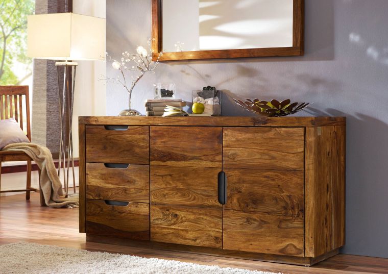 Sideboard Sheesham 150x45x75 walnuss lackiert DUKE #126