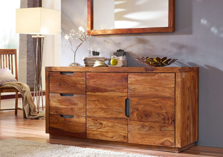 Sideboard Sheesham 150x45x75 walnuss lackiert DUKE #126
