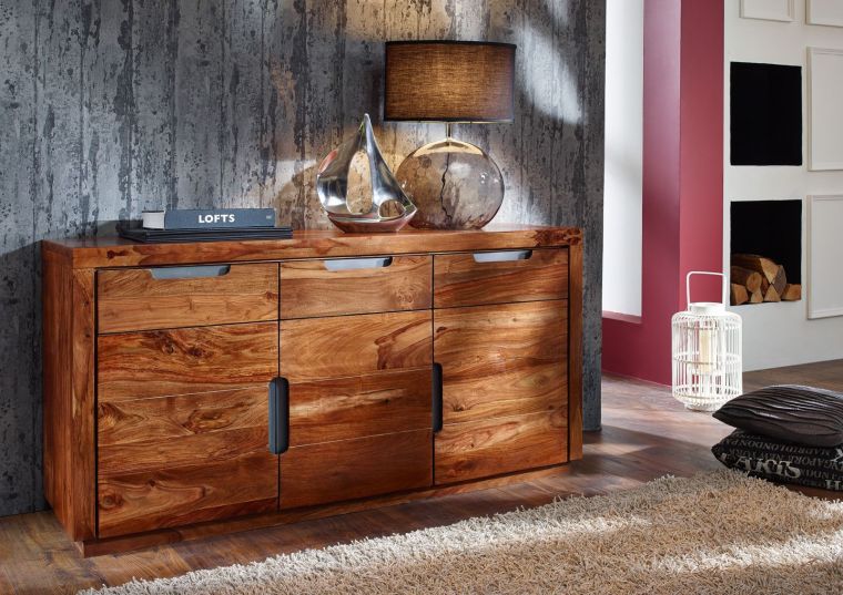 Sideboard Sheesham 150x45x75 walnuss lackiert DUKE #127