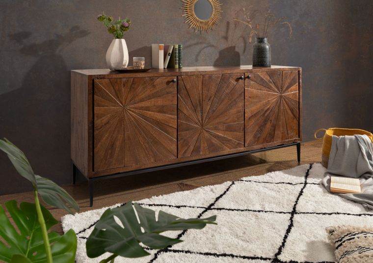 Sideboard Mango 183x46x84 braun lackiert STILMÖBEL #110