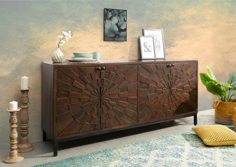 Sideboard Akazie 183x46x86 braun lackiert STILMÖBEL #113