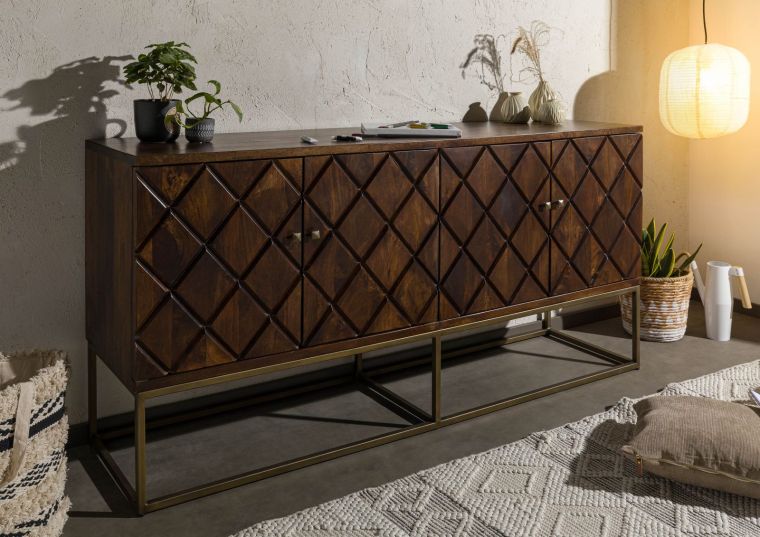 Sideboard Mango 183x46x89 braun lackiert STILMÖBEL #126