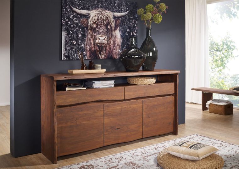 Sideboard Akazie 191x45x96 braun lackiert PURE ACACIA #202