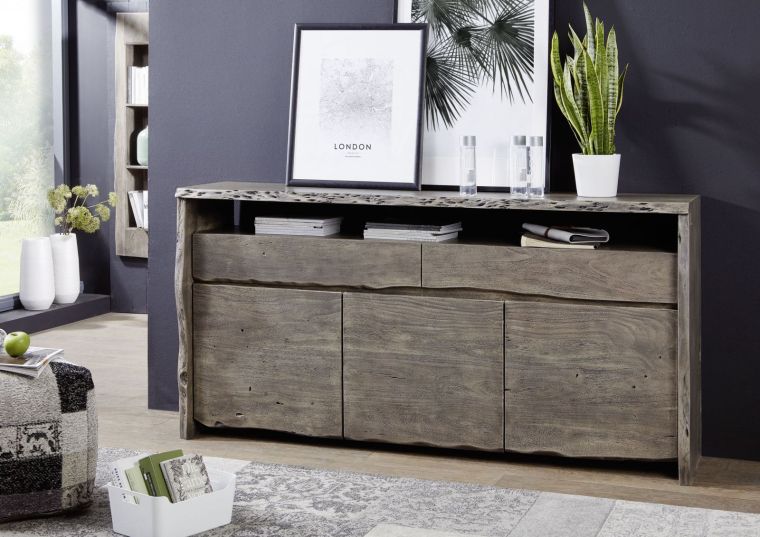 Sideboard Akazie 191x45x96 grau lackiert PURE ACACIA #402