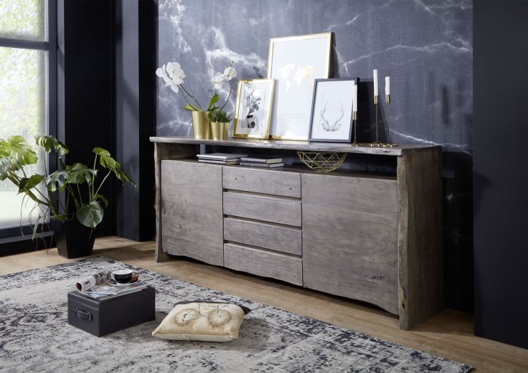 Sideboard Akazie210x45x96 grau lackiert PURE ACACIA #901