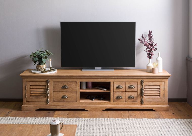 TV-Board Mango 220x45x55 beige geölt TOULOUSE #09