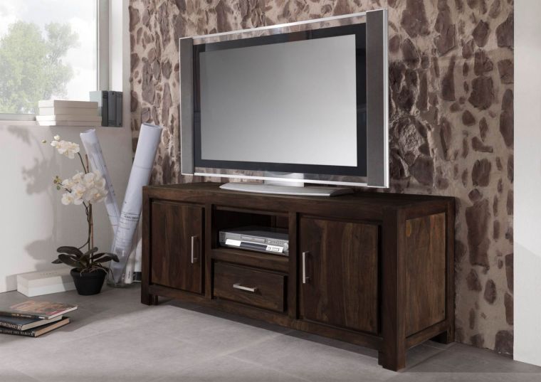 TV-Board Sheesham 145x45x60 grau lackiert METRO POLIS #125