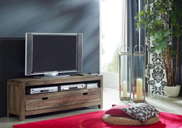 TV-Board Sheesham 140x37x50  grau geölt NATURE GREY #153