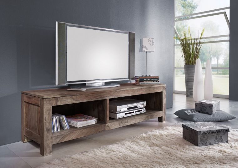 TV-Board Sheesham 148x45x45  grau geölt NATURE GREY #0123