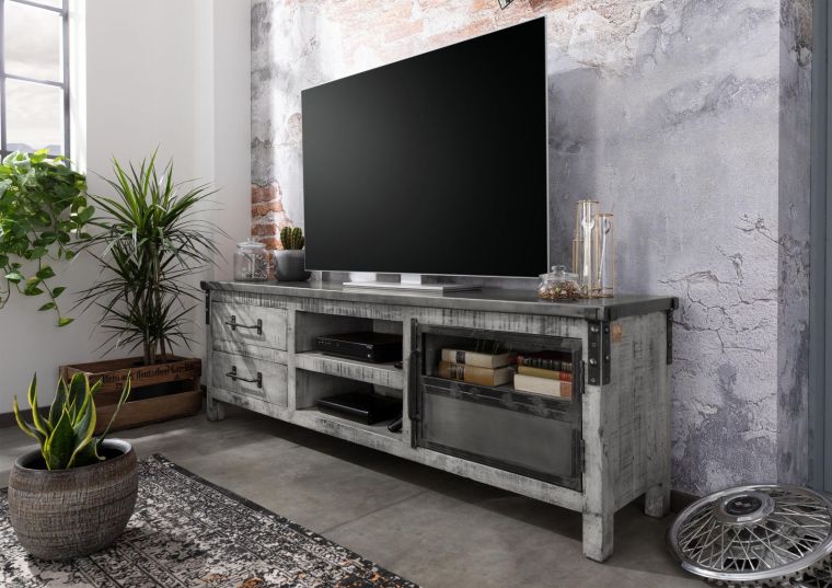 TV-Board Mango 190x40x60 grau lackiert HEAVY INDUSTRY #134