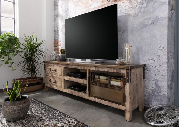 TV-Board Mango 190x40x60 braun lackiert HEAVY INDUSTRY #234