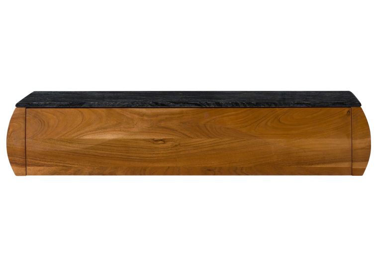 Lowboard Akazie 124x40x25 natur lackiert / Marmor schwarz MONTREAL #131