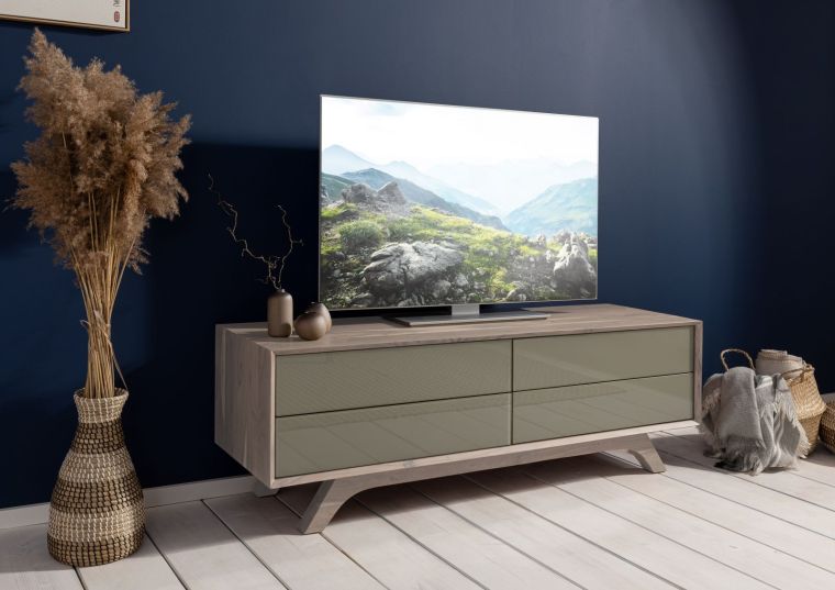 TV-Board Akazie 145x45x50 braun-creme lackiert TROMSO #006