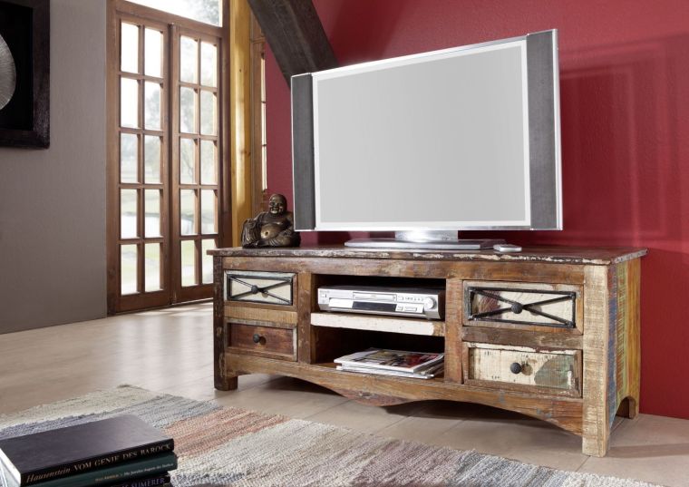 TV-Board Altholz 140x45x50 mehrfarbig lackiert NATURE OF SPIRIT #01